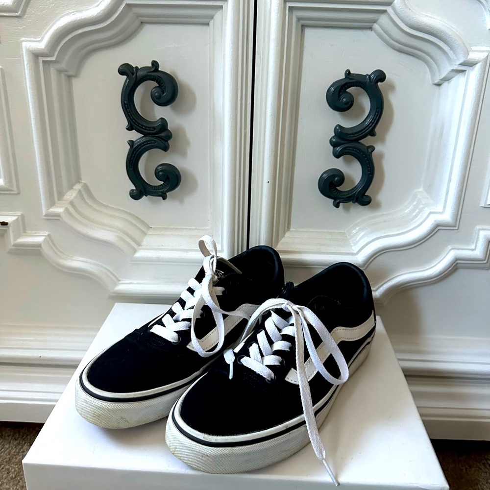 Vans black and white low top sneakers